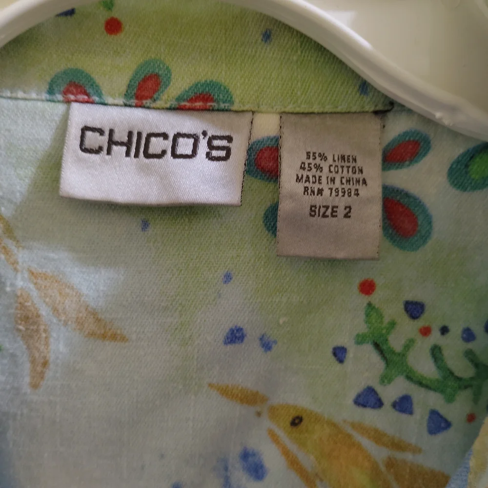 Chico's Multicolor Floral Linen Blend Jacket - Picture 2 of 3